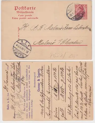 78238 DR Ganzsachen Postkarte P65X Zudruck Caesar & Loretz Halle 1908