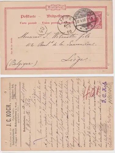 82109 Ganzsachen Postkarte P23 Zudruck J.C.Koch Drahtweberei Hohenlimburg 1900