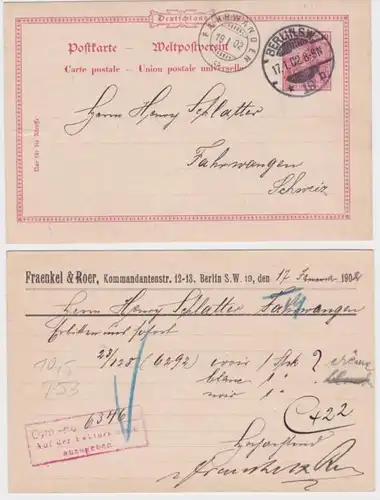 82930 DR Ganzsache Postkarte P53 Zudruck Fraenkel & Roer Berlin 1902