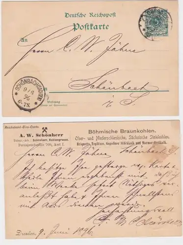 83755 DR Ganzsache Postkarte Zudruck A.W.Schönherr Böhmische Braunkohlen Dresden