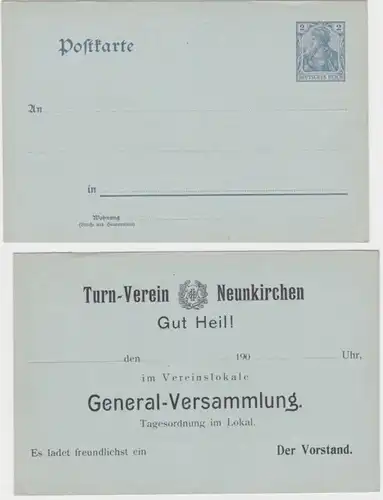 84124 DR Ganzsachen Postkarte P57Y Zudruck Vorstand Turn-Verein Neunkirchen
