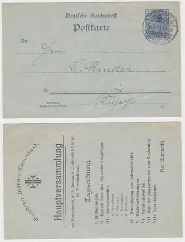 84571 DR Ganzsachen Postkarte P44I Zudruck Gaardener Männer-Turnerbund 1901