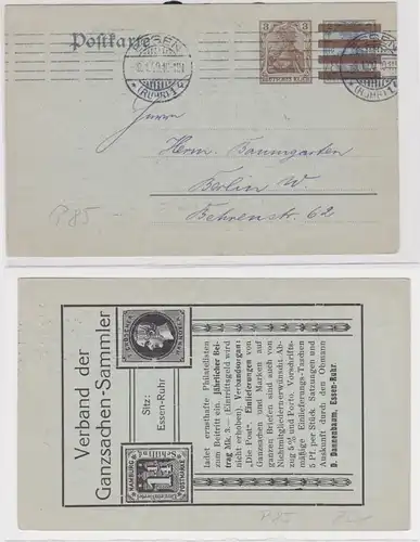 85198 Ganzsachen Postkarte P85 Zudruck Verband der Ganzsachen-Sammler Essen-Ruhr