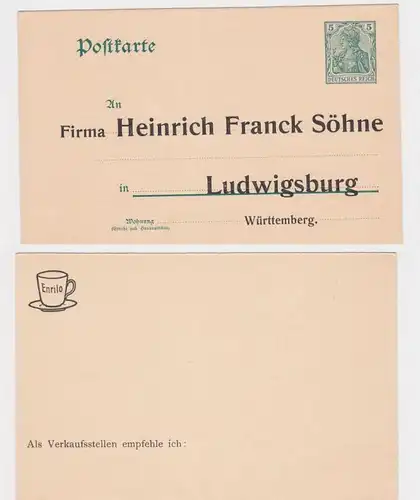 85828 DR Ganzsachen Postkarte P73 Zudruck Heinrich Franck Söhne Ludwigsburg