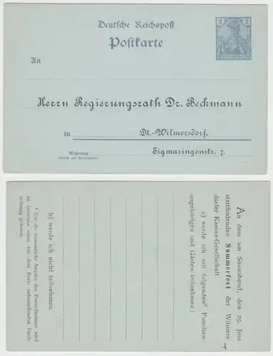 86001 Ganzsachen Postkarte P44I Zudruck Regierungsrath Beckmann Dt.-Wilmersdorf