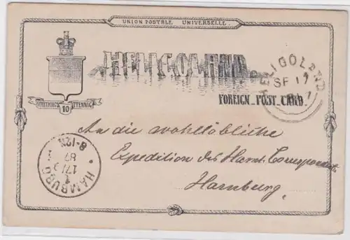88196 Helgoland Cas entier Carte postale P6 Héligo Land Foreign_Post_Card 1887