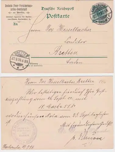 89459 DR Ganzsachen Postkarte P36 Zudruck Deutsche Feuer-Versicherungs AG Berlin