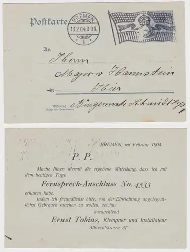 89629 DR Carte postale complète P63 Pression Ernst Tobias Keppner Brême 1904