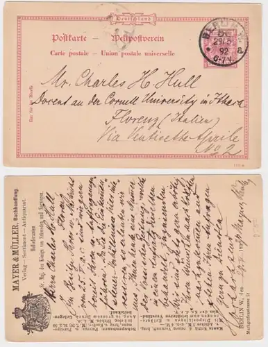 90226 DR Entier Carte postale P25 Zuschruck Mayer & Müller Librairie Berlin 1892