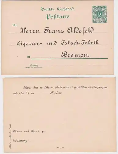 90409 DR Ganzsachen Postkarte P36 Zudruck Franz Aldefeld Tabak-Fabrik Bremen