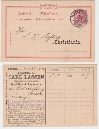 91296 DR Plein de choses Carte postale P23 tirage Carl Lassen Spedition Hambourg 1892