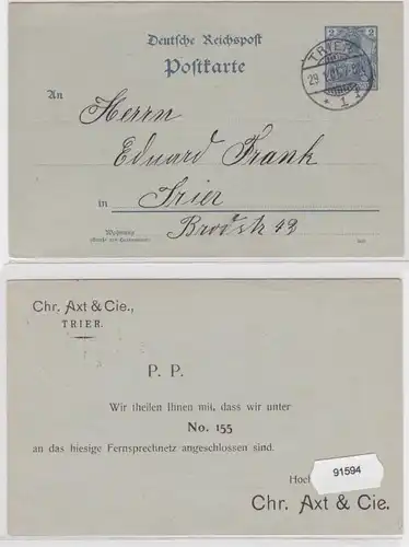 91594 Ganzsachen Postkarte P44 Zudruck Chr. Axt & Cie. Trier 1901