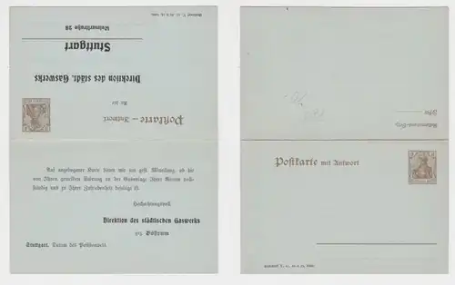 92766 DR Ganzsache Postkarte P80 Zudruck Direktion des städt. Gaswerks Stuttgart