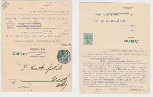 93311 Cas entier Carte postale P75 Pression Bergmann & Co Fournisseurs de la cour Radebeul 1908