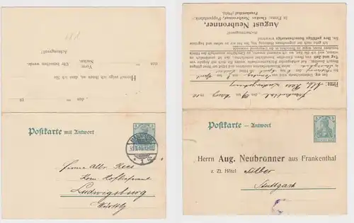 93859 DR Ganzsachen Postkarte P81 Zudruck Aug. Neubronner Frankenthal 1910