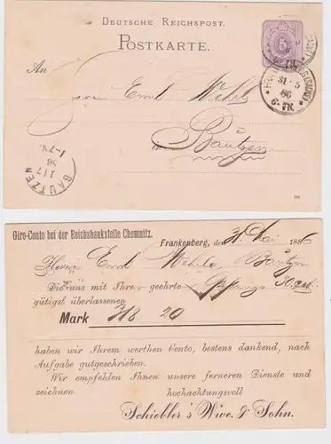 93933 Ganzsachen Postkarte P12 Zudruck Schiebler's Wive & Sohn Frankenberg 1886