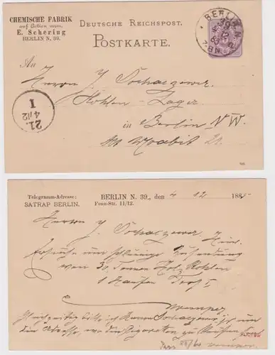 93934 Ganzsachen Postkarte P12 Zudruck Chemische Fabrik E. Schering Berlin 1885