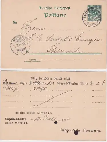 94720 Carte postale P36 Impression Buderussche Eisenwerke Sophienhütte 1896