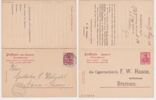 94867 DR Affaire entière Carte postale P62 Pression Cigarrenfabrik F.W. Haase Brême 1906