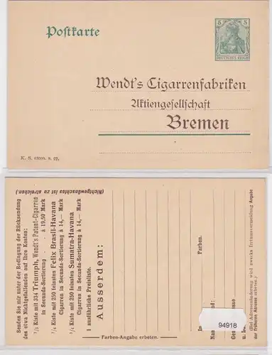 94918 DR Affaire entière Carte postale P78 Sous-impression Wendt's Cigarrenfabriken AG Brême