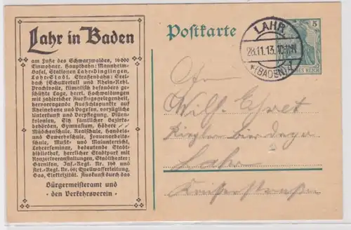 95113 DR Ganzsachen Postkarte P90 Zudruck Lahr in Baden Bürgermeisteramt 1913