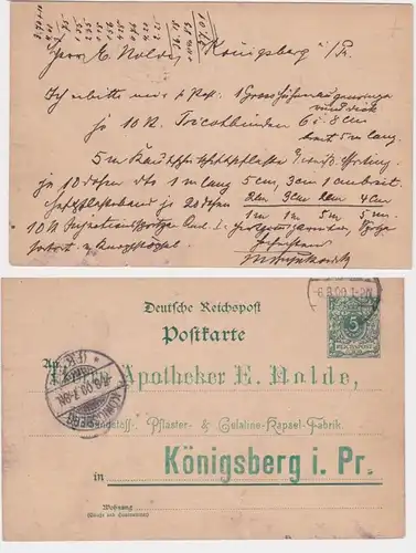 95201 DR entier Carte postale d'impression pharmacien E. Nolde Capsule-usine Königsberg