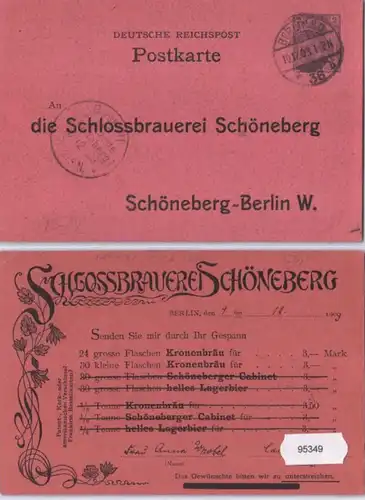 95349 DR Privatganzsache PP20/B22/02 Schlossbrauerei Schöneberg-Berlin 1909