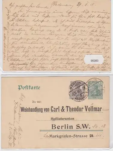 95383 Ganzsache Postkarte P78 Zudruck Weinhandlung Carl & Theodor Vollmar Berlin