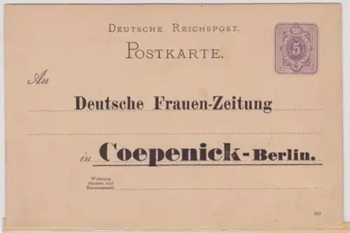 95436 DR Ganzsachen Postkarte P18 Zudruck Deutsche Frauen-Zeitung Coepenick 1889