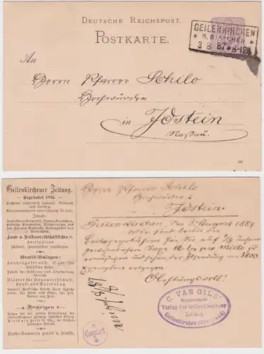 95440 Ganzsachen Postkarte P12 Zudruck C. van Gils Geilenkirchener Zeitung 1887
