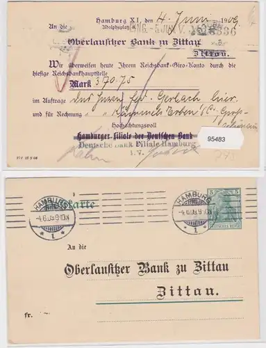 95483 DR Cas entier Carte postale P78 Pression Oberlausitzer Bank zu Zittau 1909