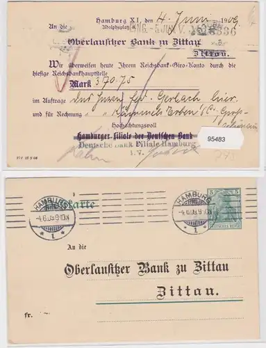 95483 DR Ganzsache Postkarte P78 Zudruck Oberlausitzer Bank zu Zittau 1909