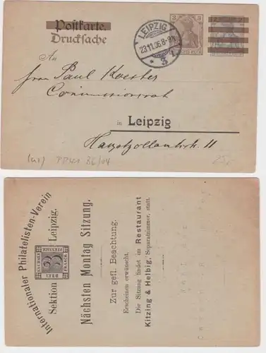 95574 DR Affaire privée PP20/B19 Int. Philatelisten-Verein Section Leipzig 1905