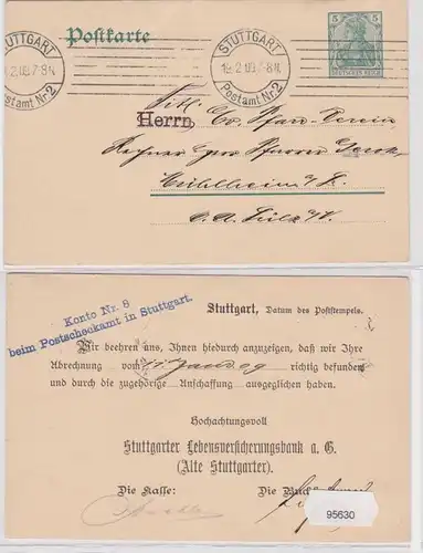 95630 DR Affaire entière Carte postale P78 Zuschruck Stuttgarter Vißversicherungsbank AG