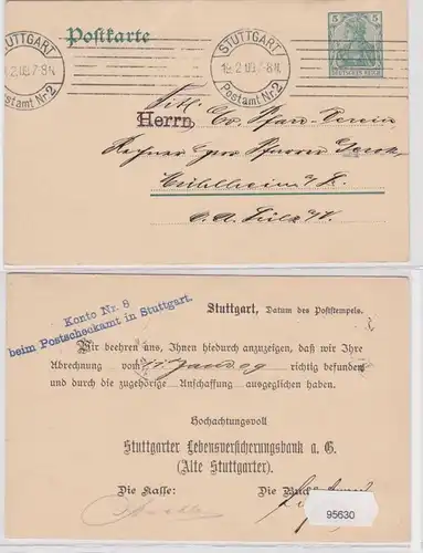 95630 DR Ganzsache Postkarte P78 Zudruck Stuttgarter Lebensversicherungsbank AG