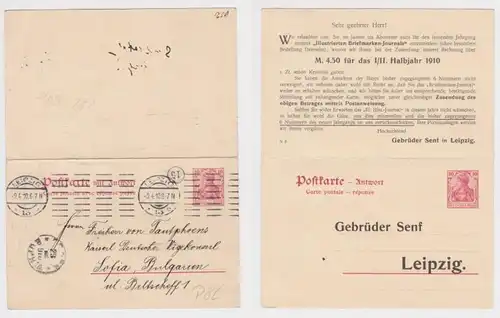 95760 DR Ganzsachen Postkarte P82 Zudruck Gebrüder Senf Briefmarken Leipzig 1910