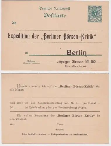 95966 Carte postale P20 Imprimer Expédition de la "Critique de Bourse de Berlin"