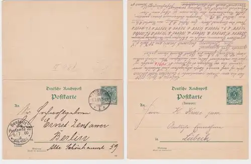 96014 DR entier Carte postale P38II H.Kruse jr. Loterie Lubeck 1900
