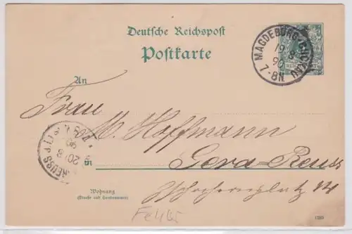 96066 DR Ganzsachen Postkarte P20 Plattenfehler II Magdeburg nach Gera 1890