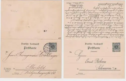 96113 Ganzsachen Postkarte P31b Ernst Böhme Lotterie Los Nr. 66435 Schwerin 1897