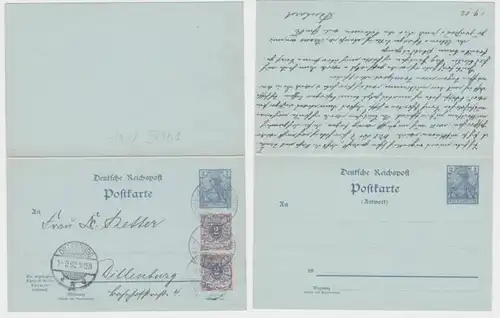 96192 Ganzsachen Postkarte P46bI Königstein nach Dillenburg 1902