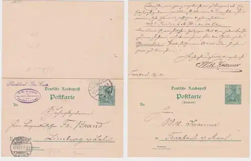 96194 DR Ganzsachen Postkarte P56 Zudruck Wilh. Kraemer Trarbach a.d. Mosel 1901