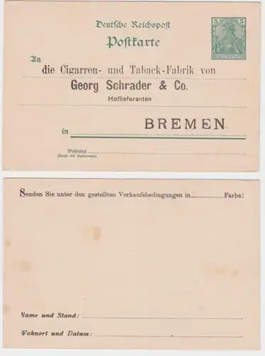 96998 Ganzsachen Postkarte P50 Zudruck Tabak-Fabrik Georg Schrader & Co. Bremen