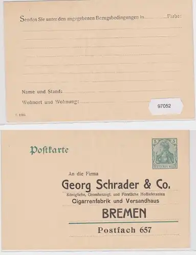 97052 Ganzsache Postkarte P78 Zudruck Georg Schrader & Co. Cigarrenfabrik Bremen