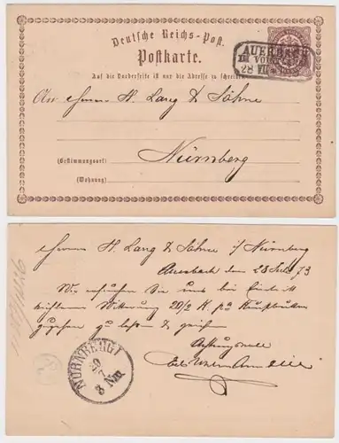 97082 DR Carte postale P1 Auerbach à H. Lang & Söhne Nuremberg 1873
