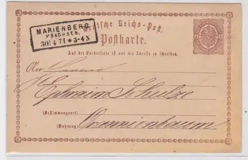 97103 DR Ganzsachen Postkarte P1 Marienberg nach Oranienburg 1874