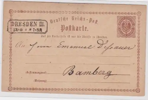 97105 DR Carte postale P1 Dresde vers Bamberg vers 1875