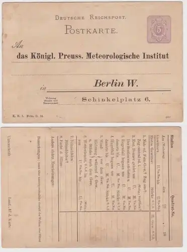 97124 Ganzsachen Postkarte P18 Zudruck Kgl. Pr. Meteorologisches Institut Berlin