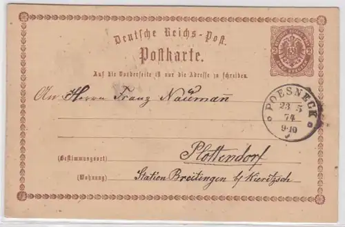 97230 DR Ganzsachen Postkarte P2 Pössneck nach Plottendorf 1874