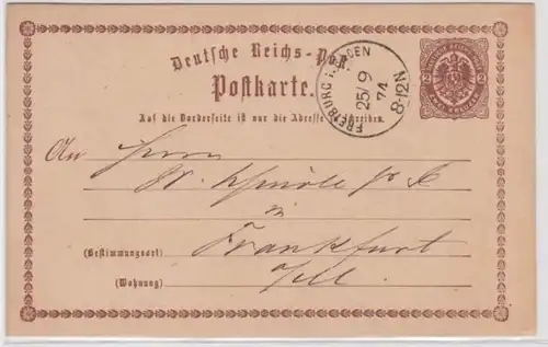 97234 DR Plein-de-vin Carte postale P2 Fribourg vers Francfort 1874